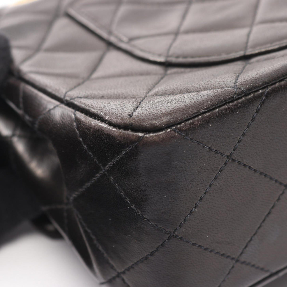 Preloved CHANEL Black Matelasse W flap Lambskin (sheep leather) 2101219427089