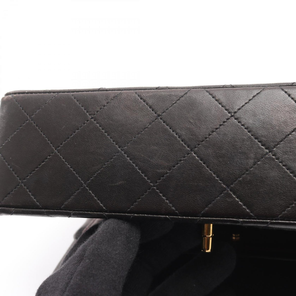 Preloved CHANEL Black Matelasse W flap Lambskin (sheep leather) 2101219427089