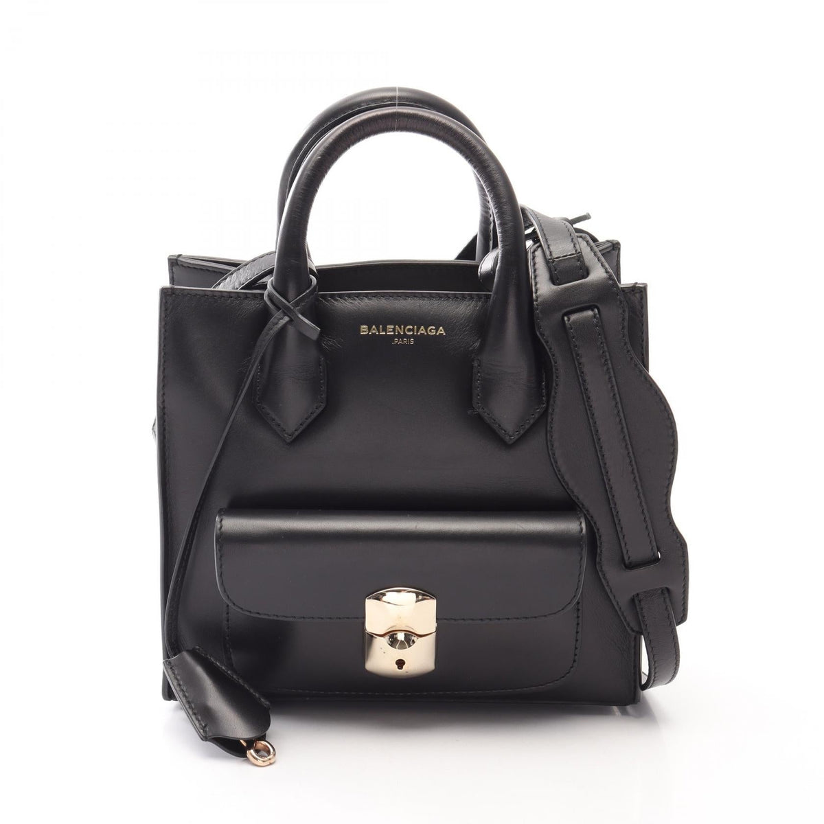 Preloved BALENCIAGA Padlock Mini All Afternoon 2WAY Handbag Black leather 319499 2101219687759