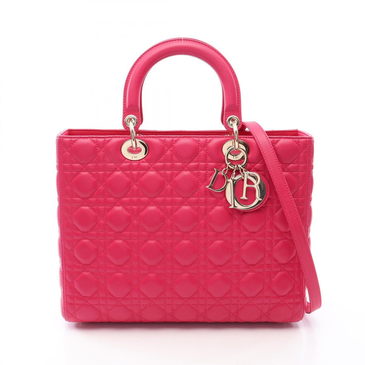 Preloved Dior Lady Christian Dior Large Cannage 2WAY Handbag Pink leather 2101219806648