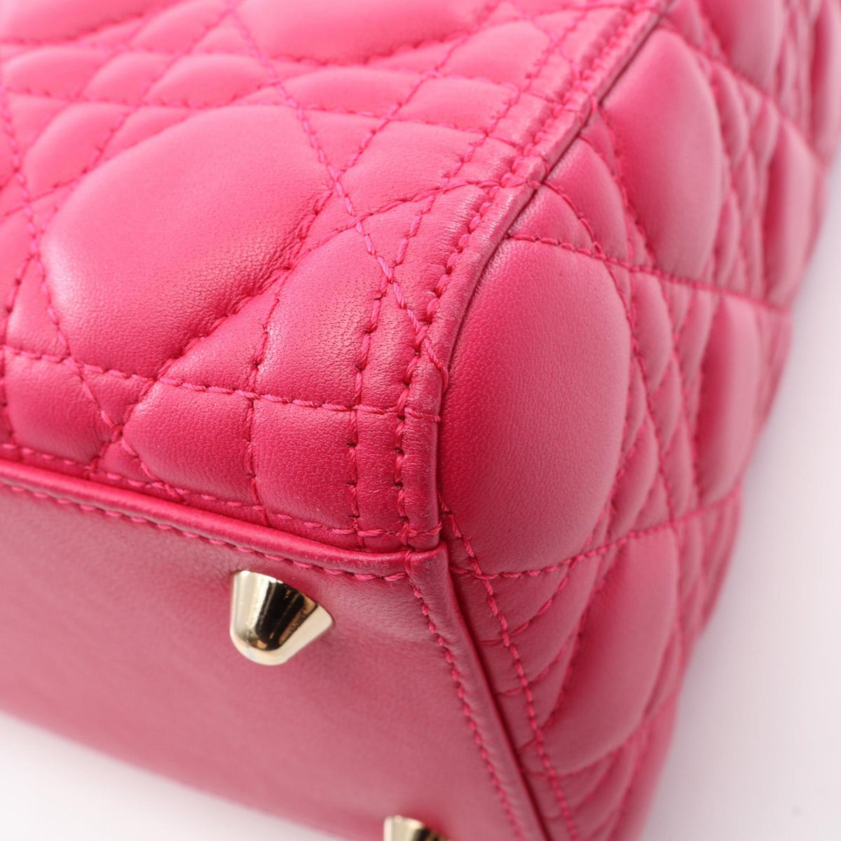 Preloved Dior Lady Christian Dior Large Cannage 2WAY Handbag Pink leather 2101219806648