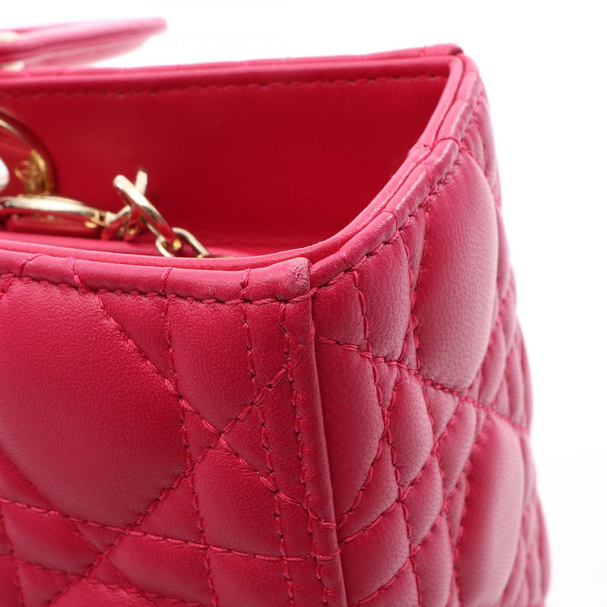 Preloved Dior Lady Christian Dior Large Cannage 2WAY Handbag Pink leather 2101219806648