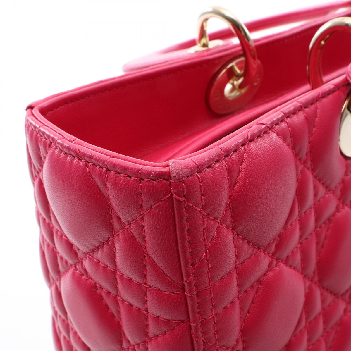 Preloved Dior Lady Christian Dior Large Cannage 2WAY Handbag Pink leather 2101219806648