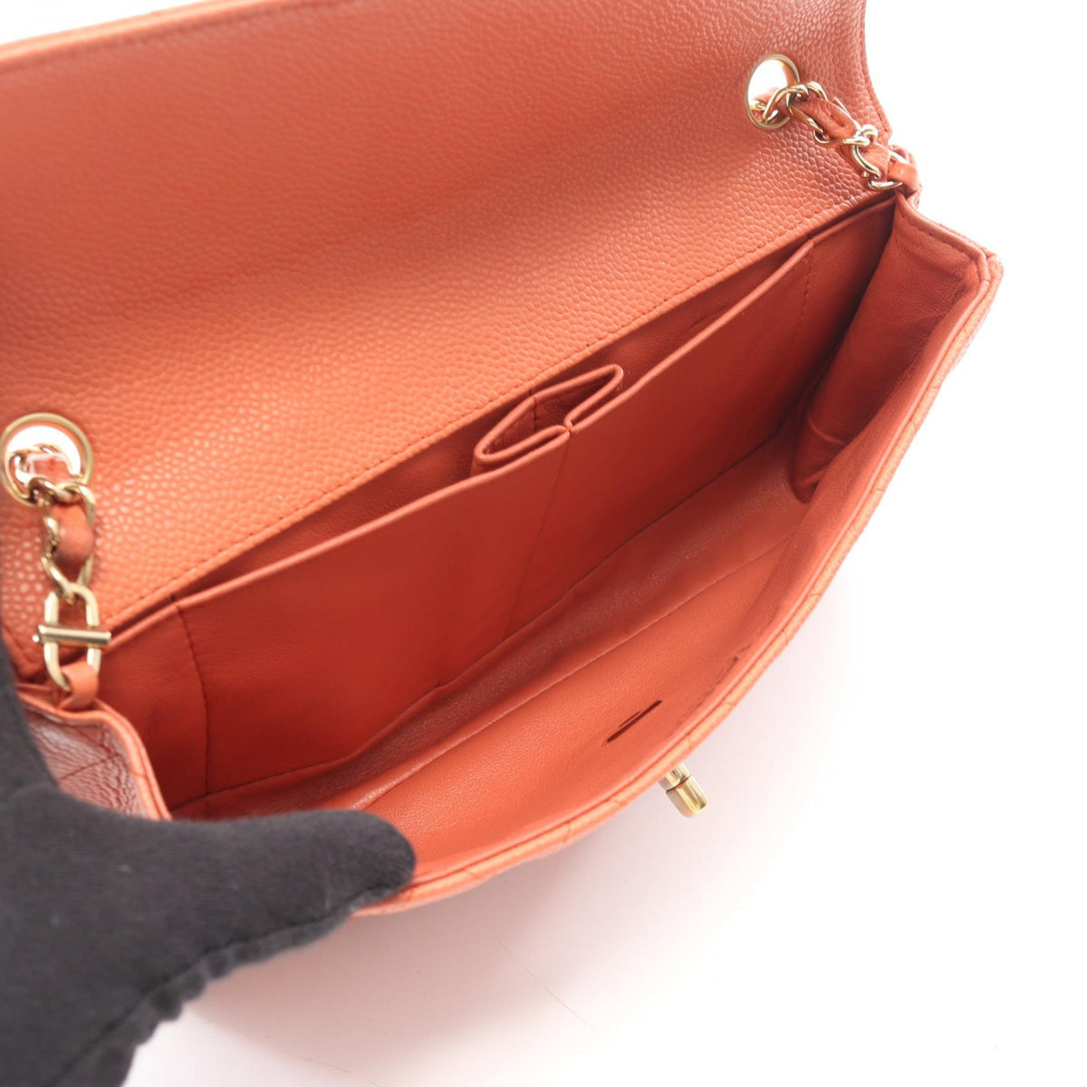 Preloved CHANEL Orange Matelasse East West Grained Calfskin leather 2101220059675