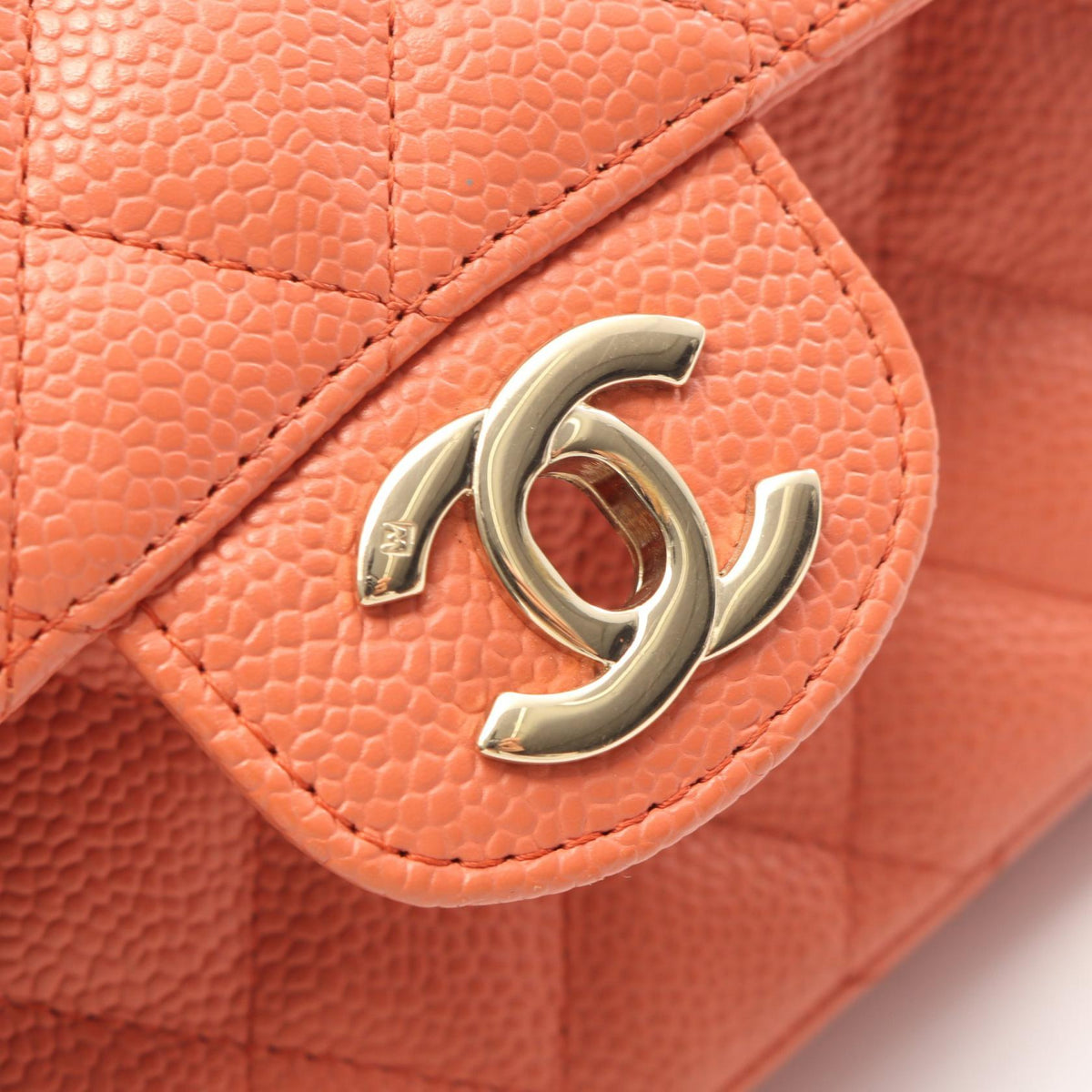 Preloved CHANEL Orange Matelasse East West Grained Calfskin leather 2101220059675