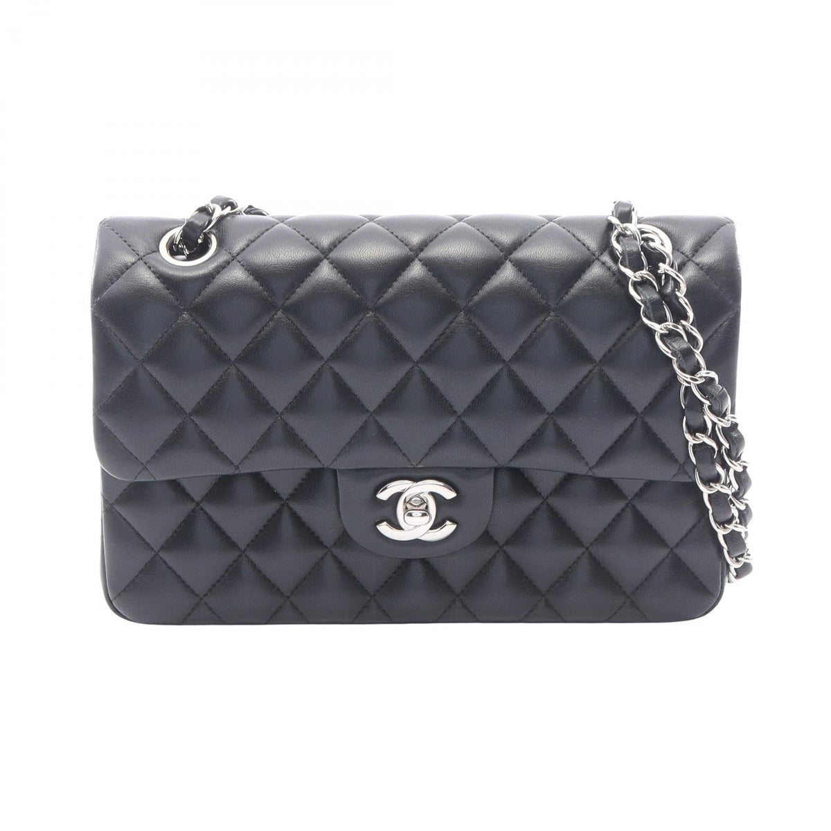 Preloved CHANEL Black Matelasse W flap Lambskin (sheep leather) 2101220138042