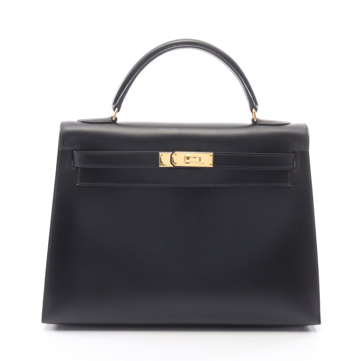 Preloved HERMES Kelly 32 outer stitch 2WAY Handbag Black Box calf leather Calfskin (cowhide) 2121400014638