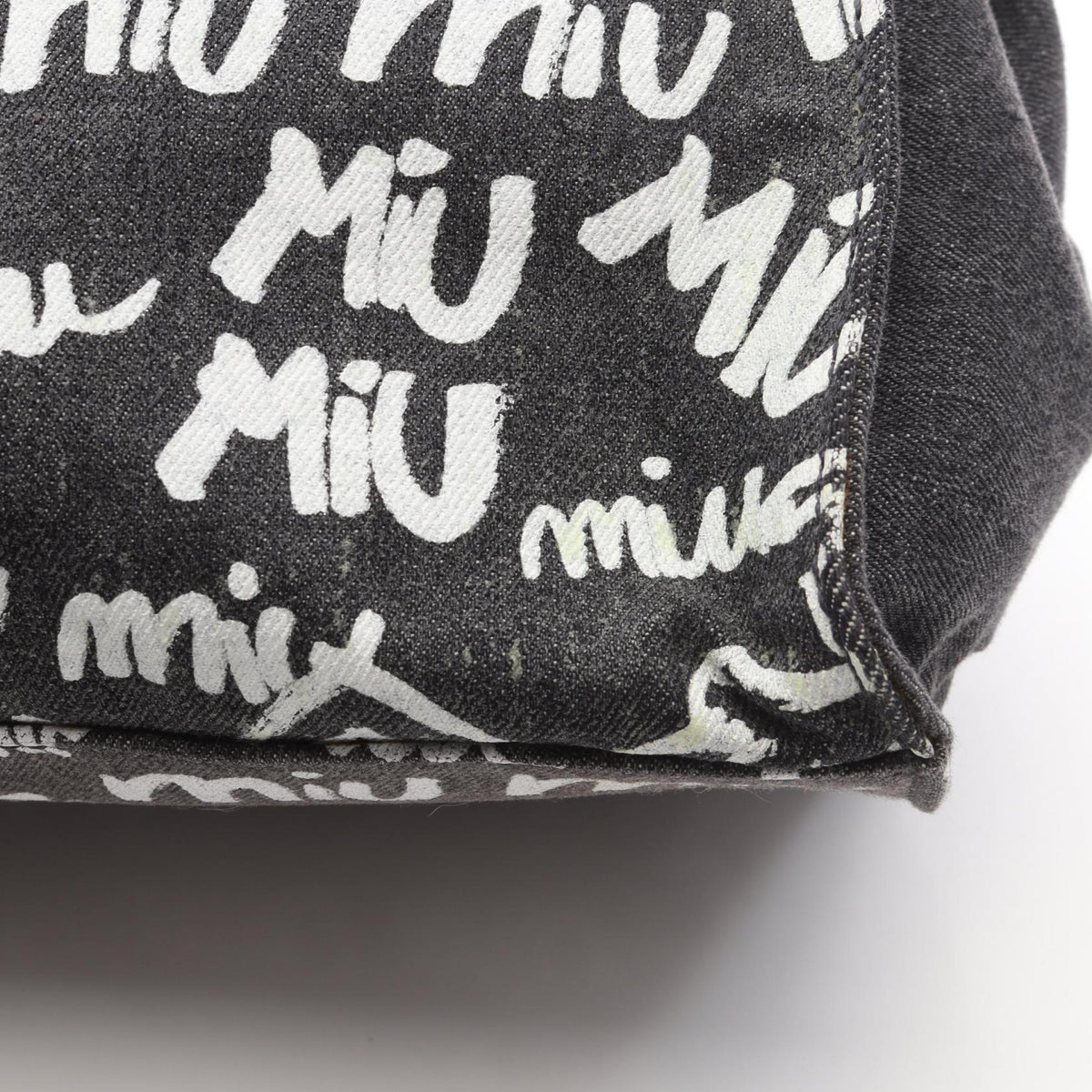 Preloved Miu Miu DENIM LOGO Tote Bag Gray/White canvas 2101219595979