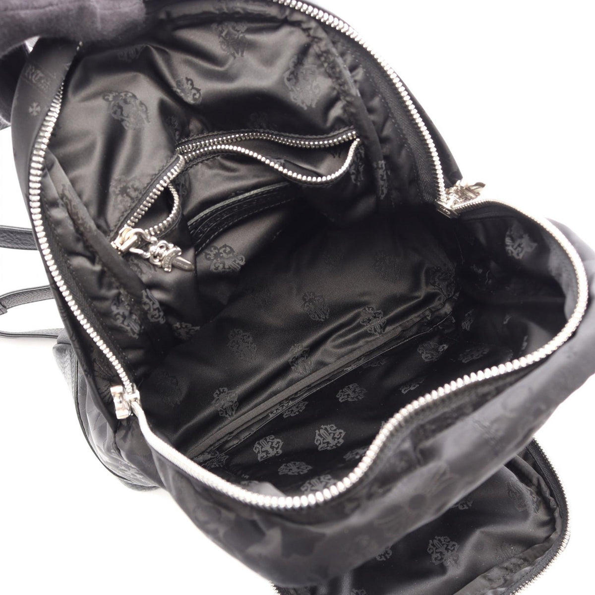 Preloved CHROME HEARTS 7TH GRADE MINI Rucksack Backpack Black Nylon×leather 2101220301064
