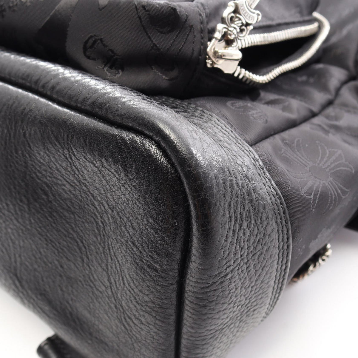 Preloved CHROME HEARTS 7TH GRADE MINI Rucksack Backpack Black Nylon×leather 2101220301064