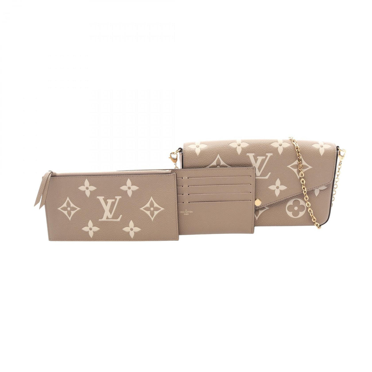 Preloved LOUIS VUITTON Pochette Felicie Monogram Empreinte Tourterelle Crème Beige Shoulder Bag M69977 2104102553674