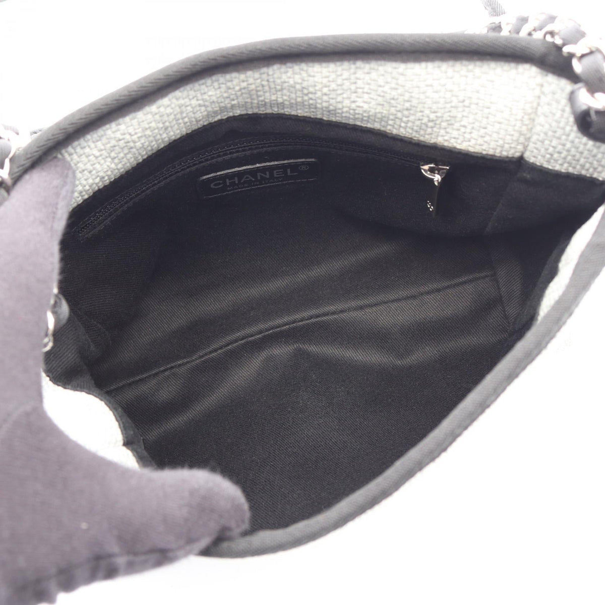 Preloved CHANEL Gray/Black Deauville canvas×leather 2101220291969