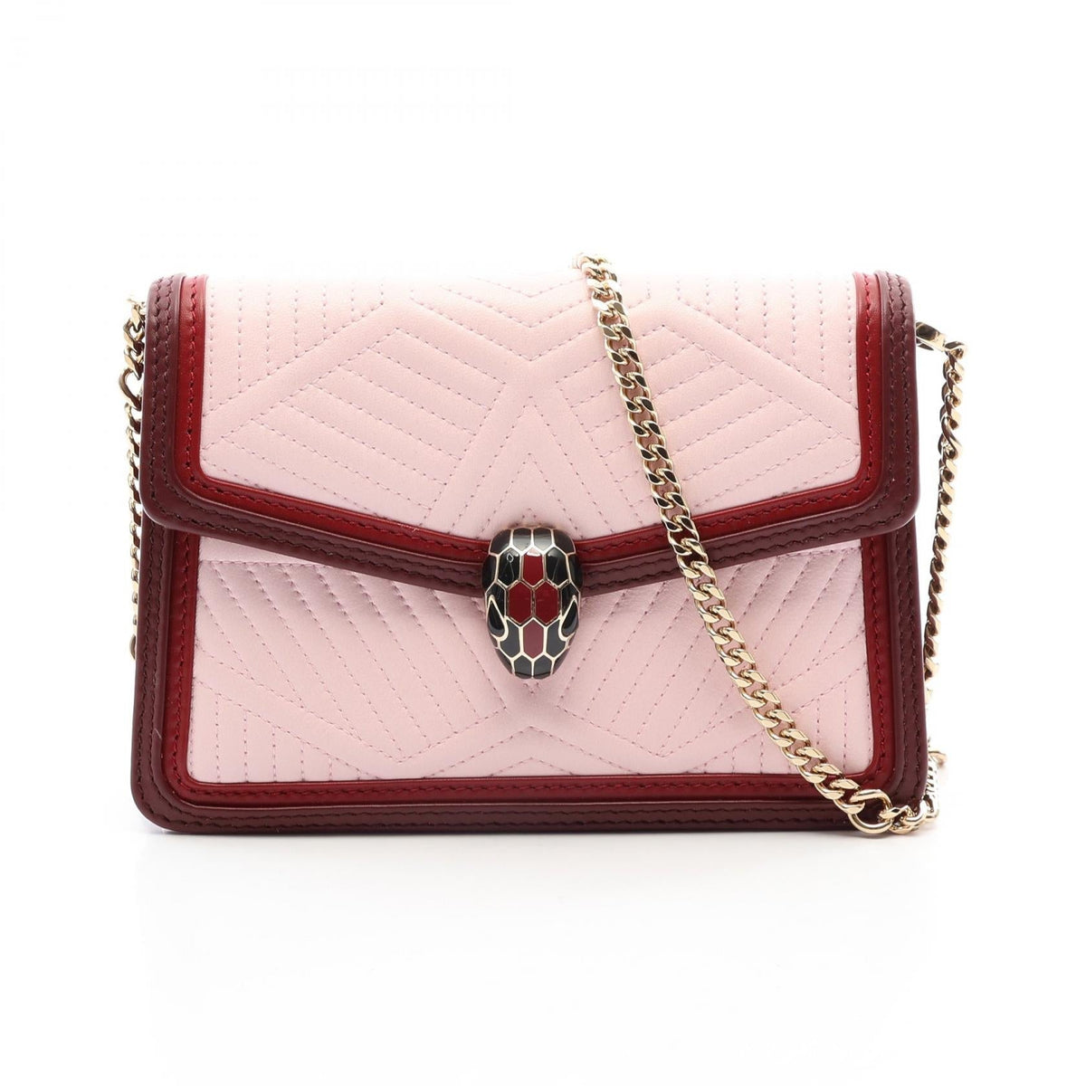 Preloved BVLGARI Serpenti Diamond Blast Mini Shoulder Bag Pink/Bordeaux leather 2101220299750