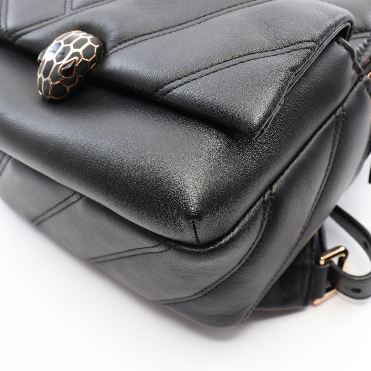 Preloved BVLGARI Serpenti Cabochon Rucksack Backpack Black leather 2101220299583