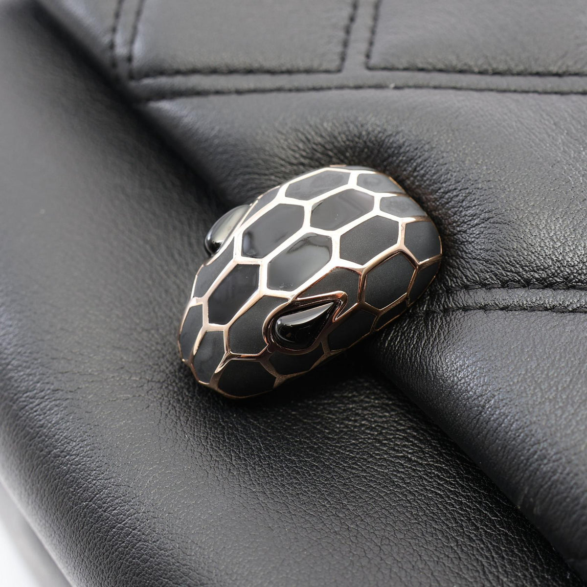 Preloved BVLGARI Serpenti Cabochon Rucksack Backpack Black leather 2101220299583