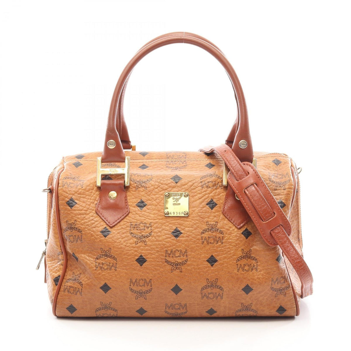 Preloved MCM Visetos 2WAY Handbag Brown PVC coated canvas×leather 2120300063951