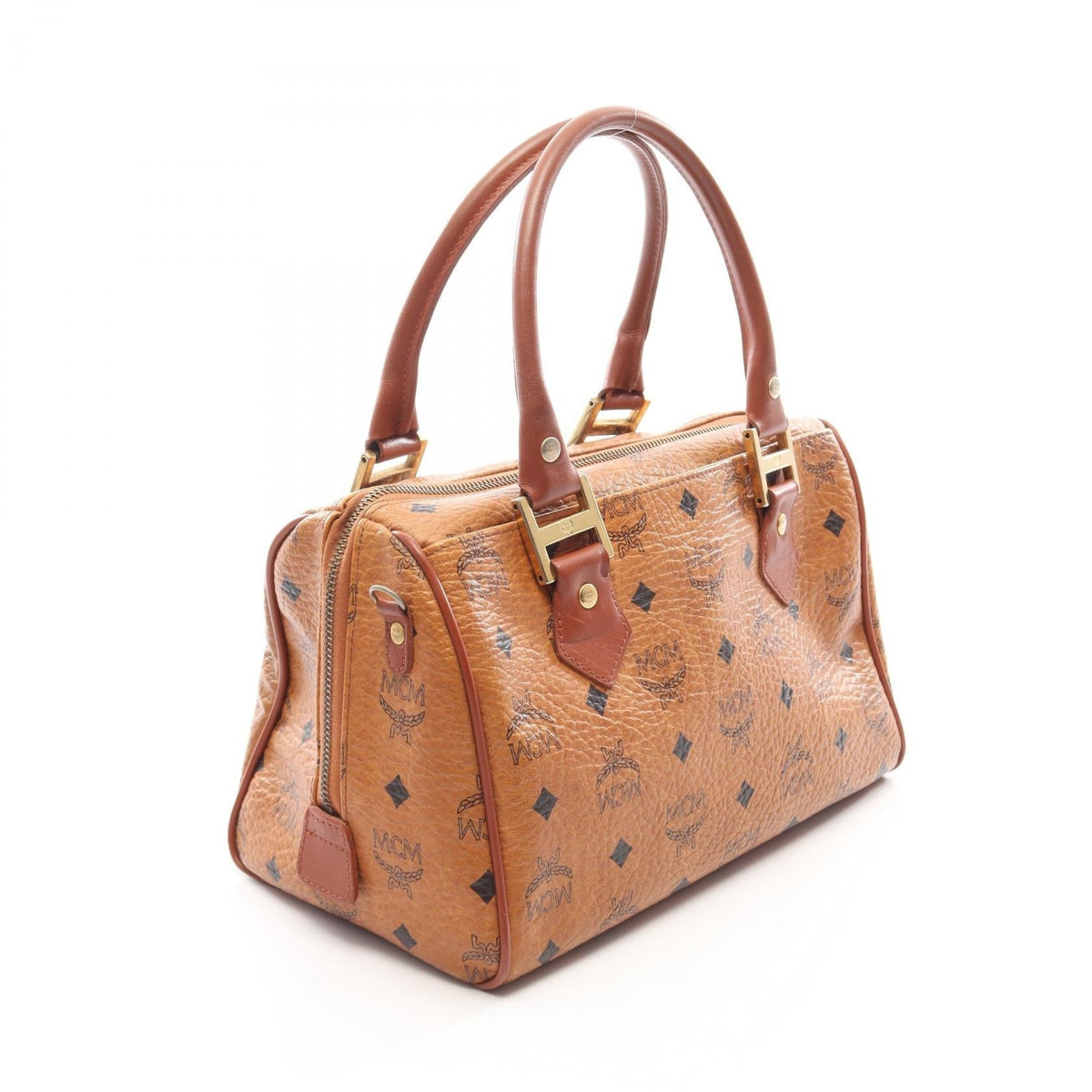 Preloved MCM Visetos 2WAY Handbag Brown PVC coated canvas×leather 2120300063951