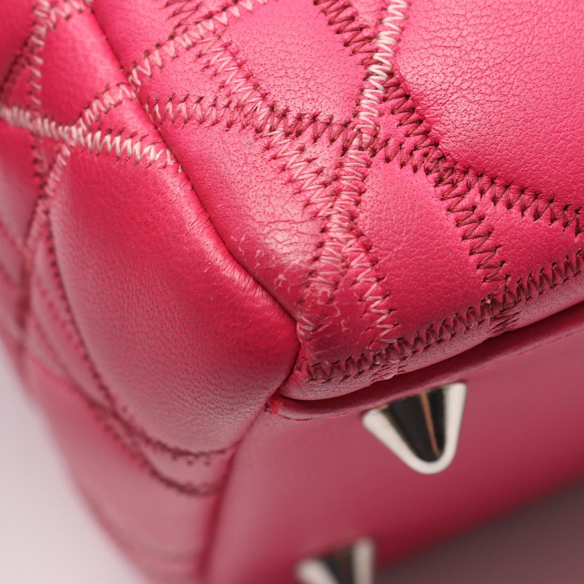Preloved Dior LADY DIOR Christian Dior Cannage 2WAY Handbag Pink leather 2101219861982