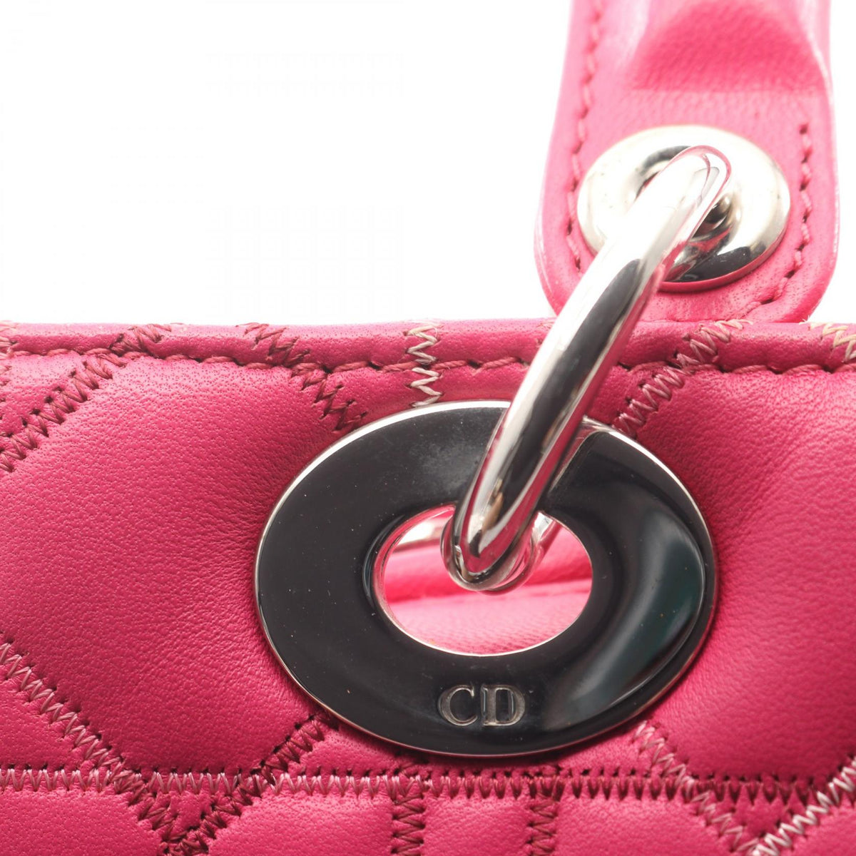 Preloved Dior LADY DIOR Christian Dior Cannage 2WAY Handbag Pink leather 2101219861982