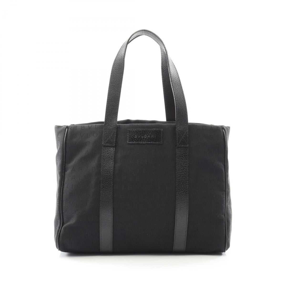 Preloved BVLGARI Logo mania Tote Bag Black canvas×leather 2101219357041