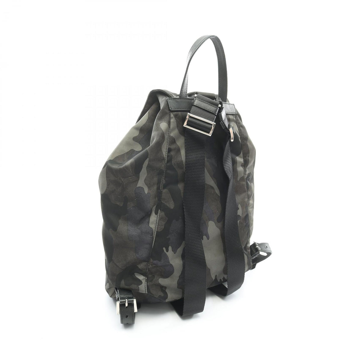 Preloved PRADA TESSUTO CAMOUFL Rucksack Backpack Green/Multicolor Nylon×Saffiano leather BZ0032 2101219333137