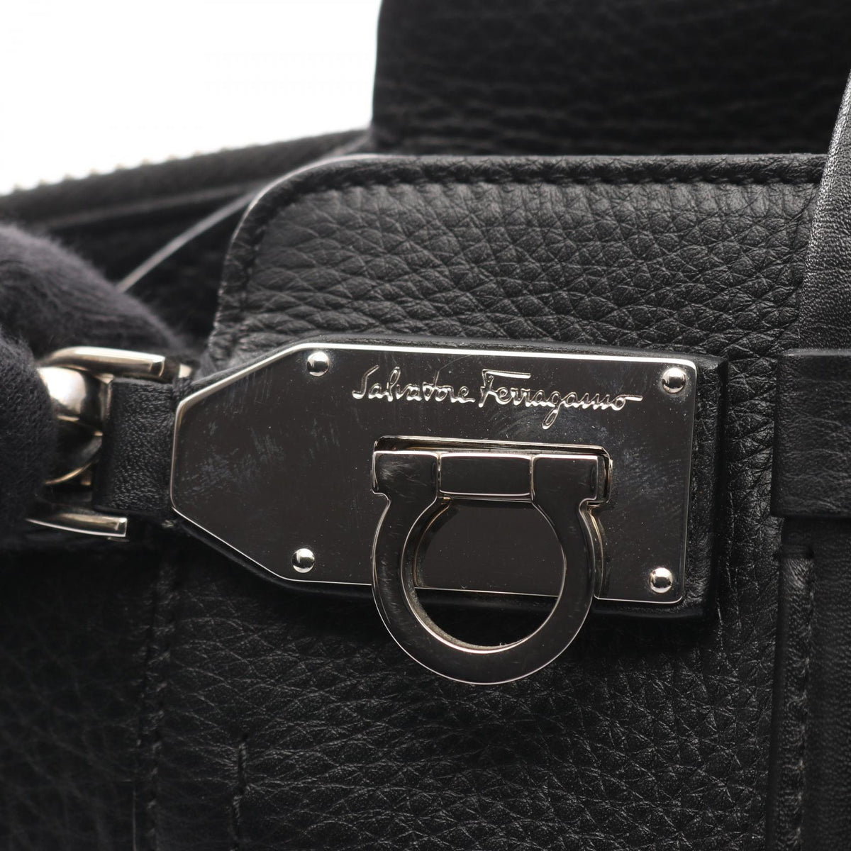 Preloved Salvatore Ferragamo Gancini Handbag Black leather 2101219304991