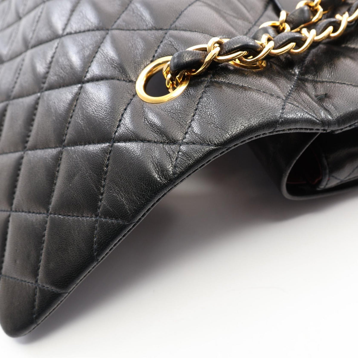 Preloved CHANEL Black Matelasse W flap Lambskin (sheep leather) 2101220183332