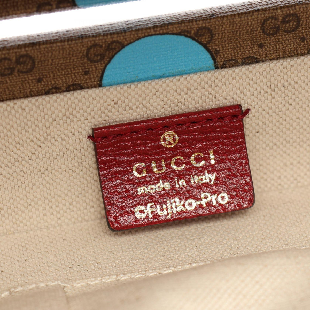Preloved GUCCI GUCCI × Doraemon Beauty Case Handbag Beige/Bordeaux PVC coated canvas×leather 633587 2118400247661