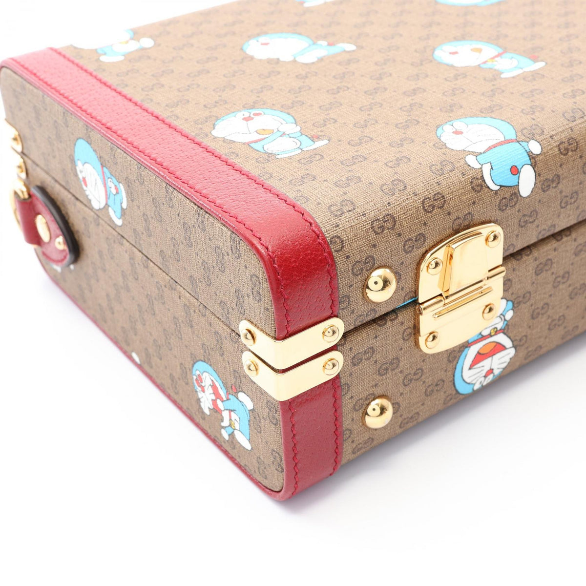 Preloved GUCCI GUCCI × Doraemon Beauty Case Handbag Beige/Bordeaux PVC coated canvas×leather 633587 2118400247661