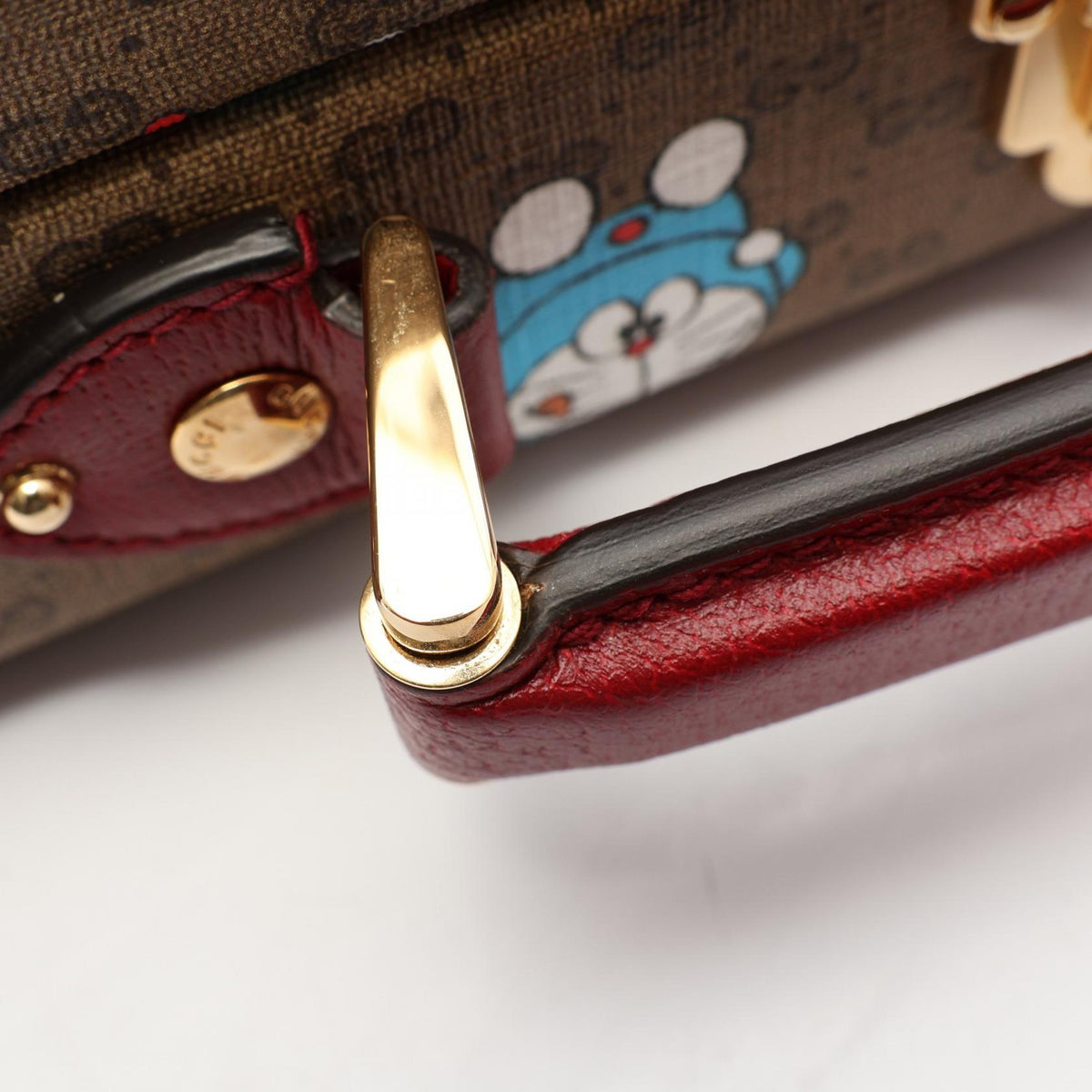 Preloved GUCCI GUCCI × Doraemon Beauty Case Handbag Beige/Bordeaux PVC coated canvas×leather 633587 2118400247661