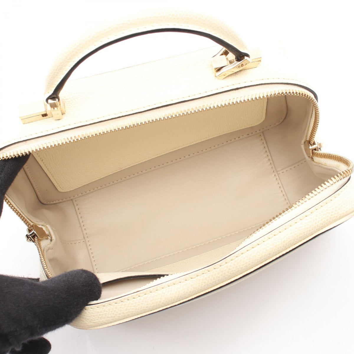 Preloved Valextra Serie Esse Mini 2WAY Handbag Beige leather 2101219371153