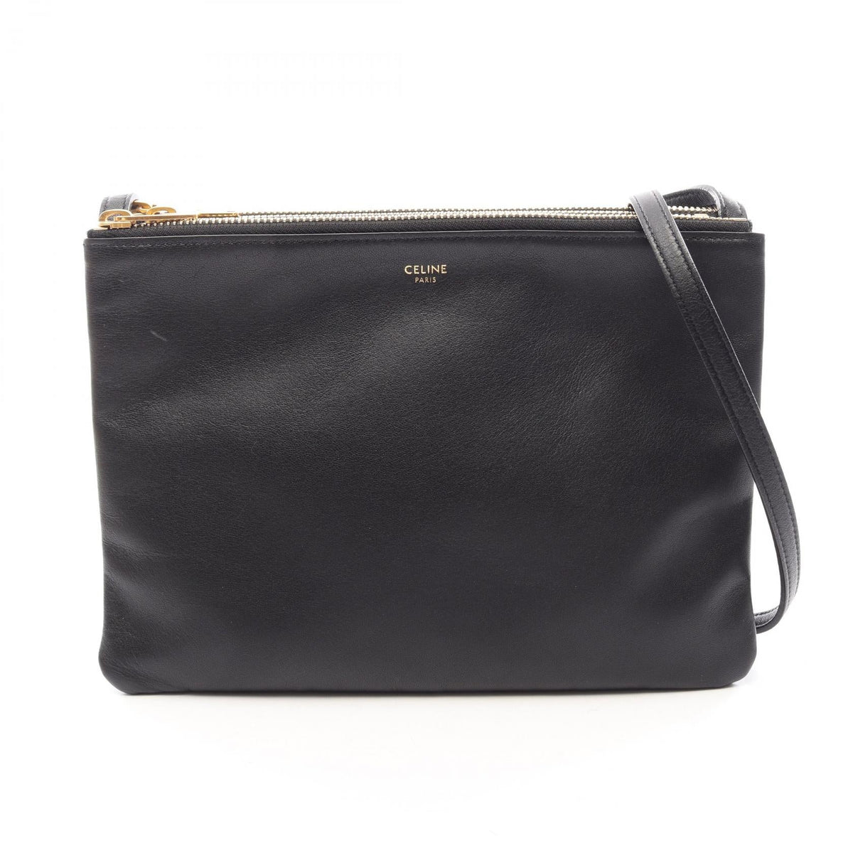 Preloved CELINE TRIO LARGE Shoulder Bag Black leather 2118900074934