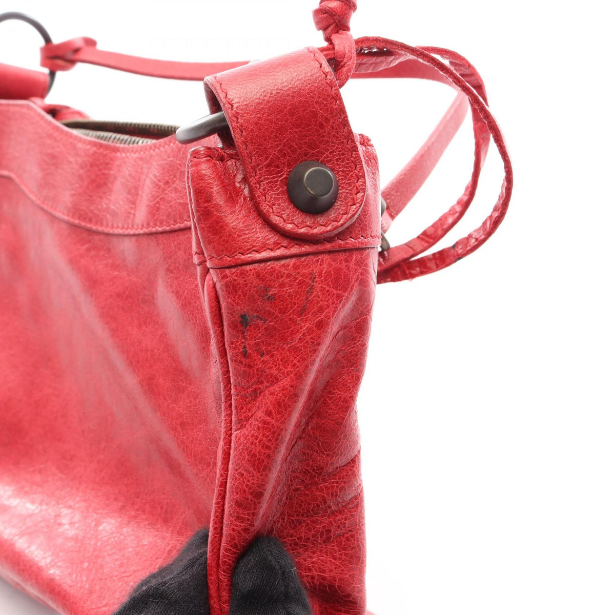 Preloved BALENCIAGA The Hip Handbag Red leather 2101220183912