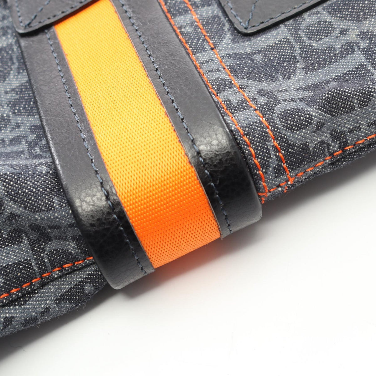 Preloved Dior Flightline trotter Tote Bag Navy/Black/Orange denim×leather 2101219359434