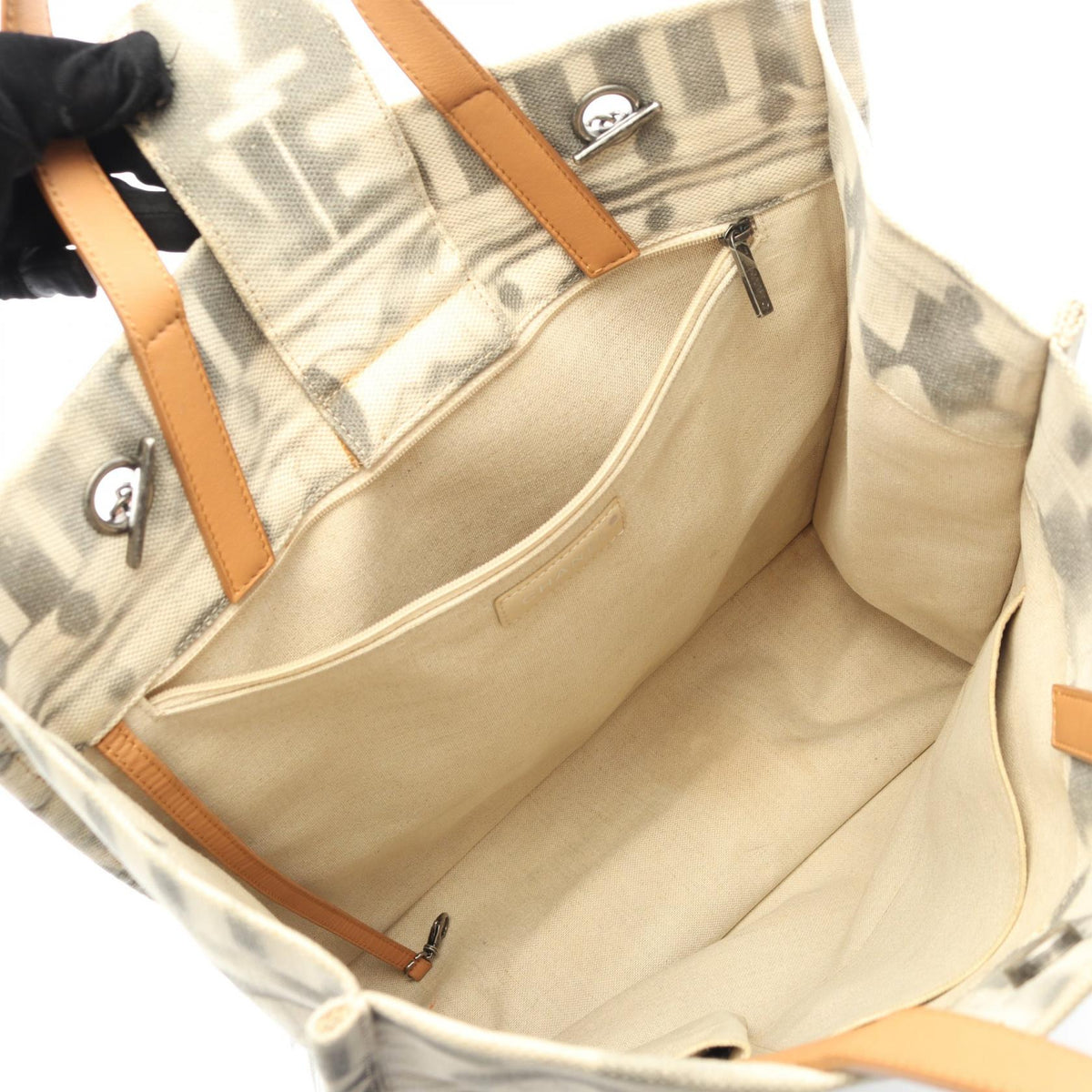 Preloved CHANEL Beige/Brown COCO Mark canvas×leather 2101219297378
