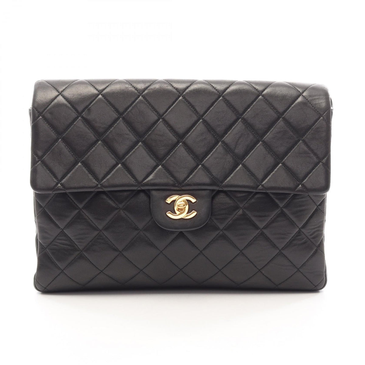 Preloved CHANEL Black Matelasse Chain Lambskin (sheep leather) 2101220182878