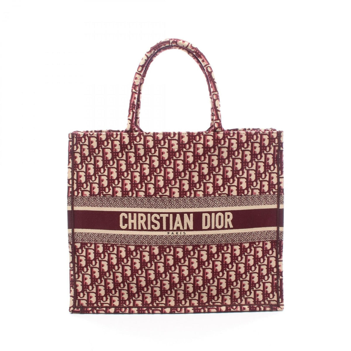 Preloved Christian Dior BOOK TOTE Large Tote Bag Bordeaux/Beige canvas 2106800650815