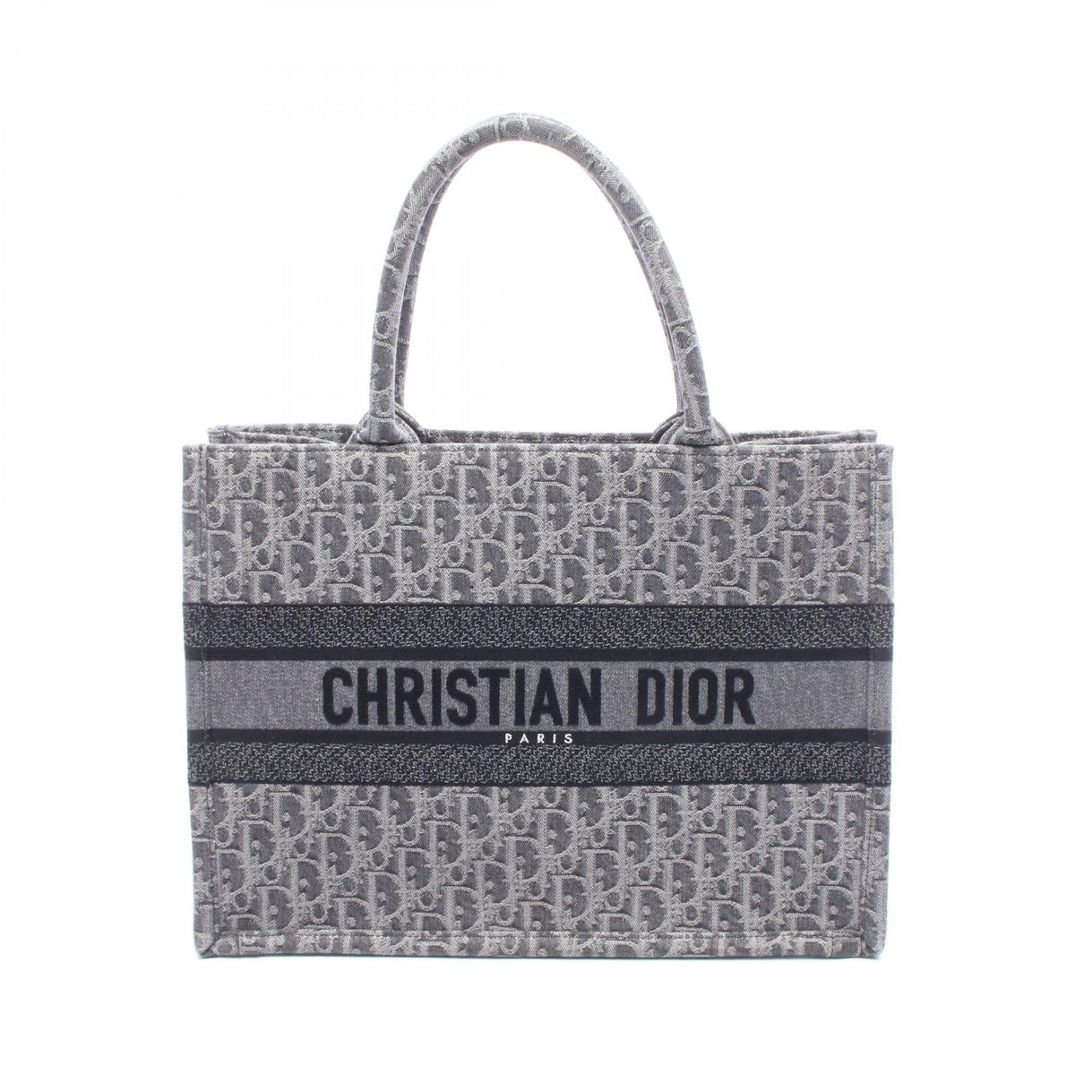 Preloved Christian Dior BOOK TOTE Medium Tote Bag Gray/Black canvas M1296ZEYC 2106800650723