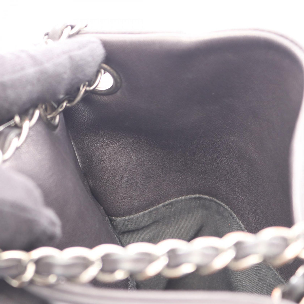 Preloved CHANEL Black Matelasse Chain Antique Silver Hardware 2-Way leather 2104102552127