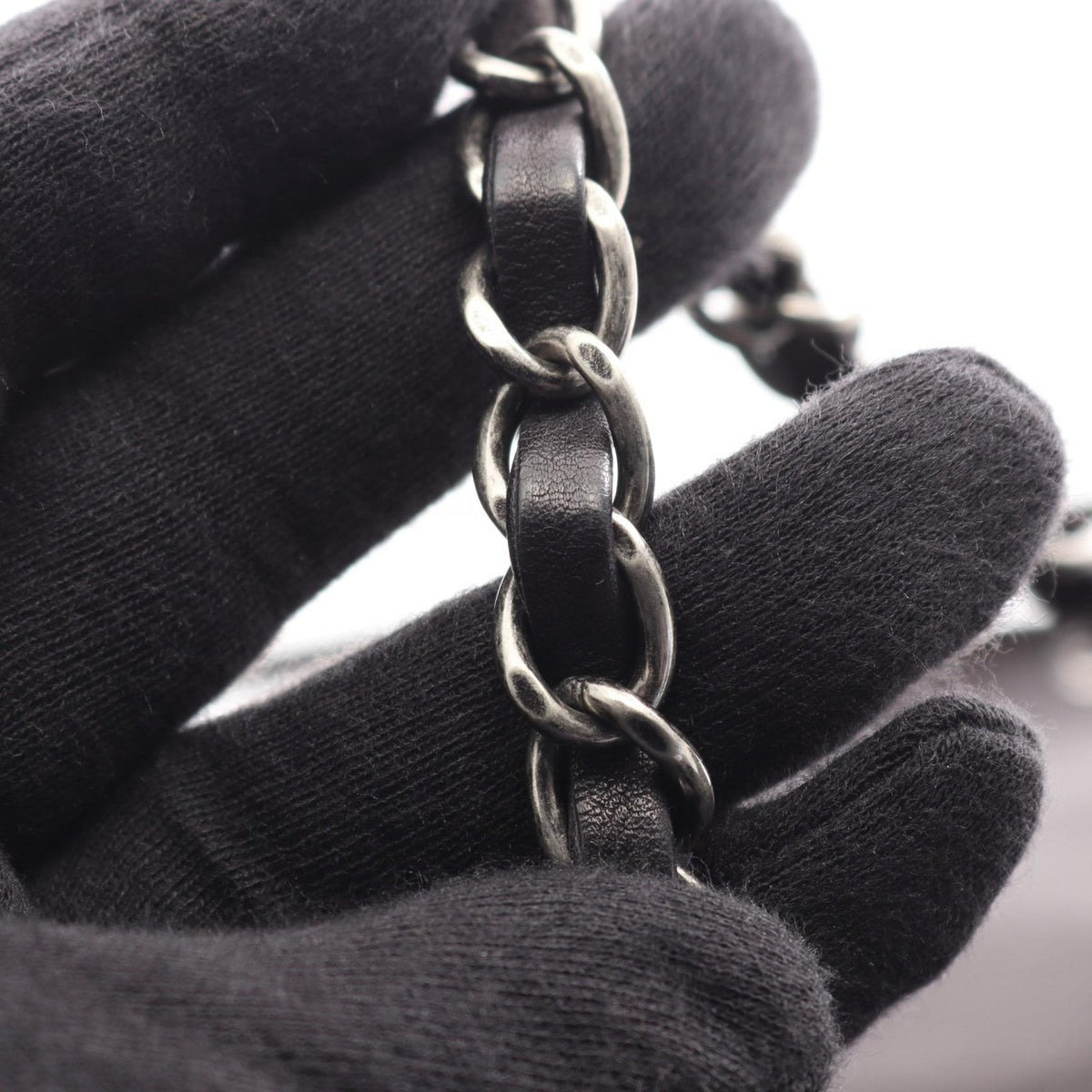 Preloved CHANEL Black Matelasse Chain Antique Silver Hardware 2-Way leather 2104102552127