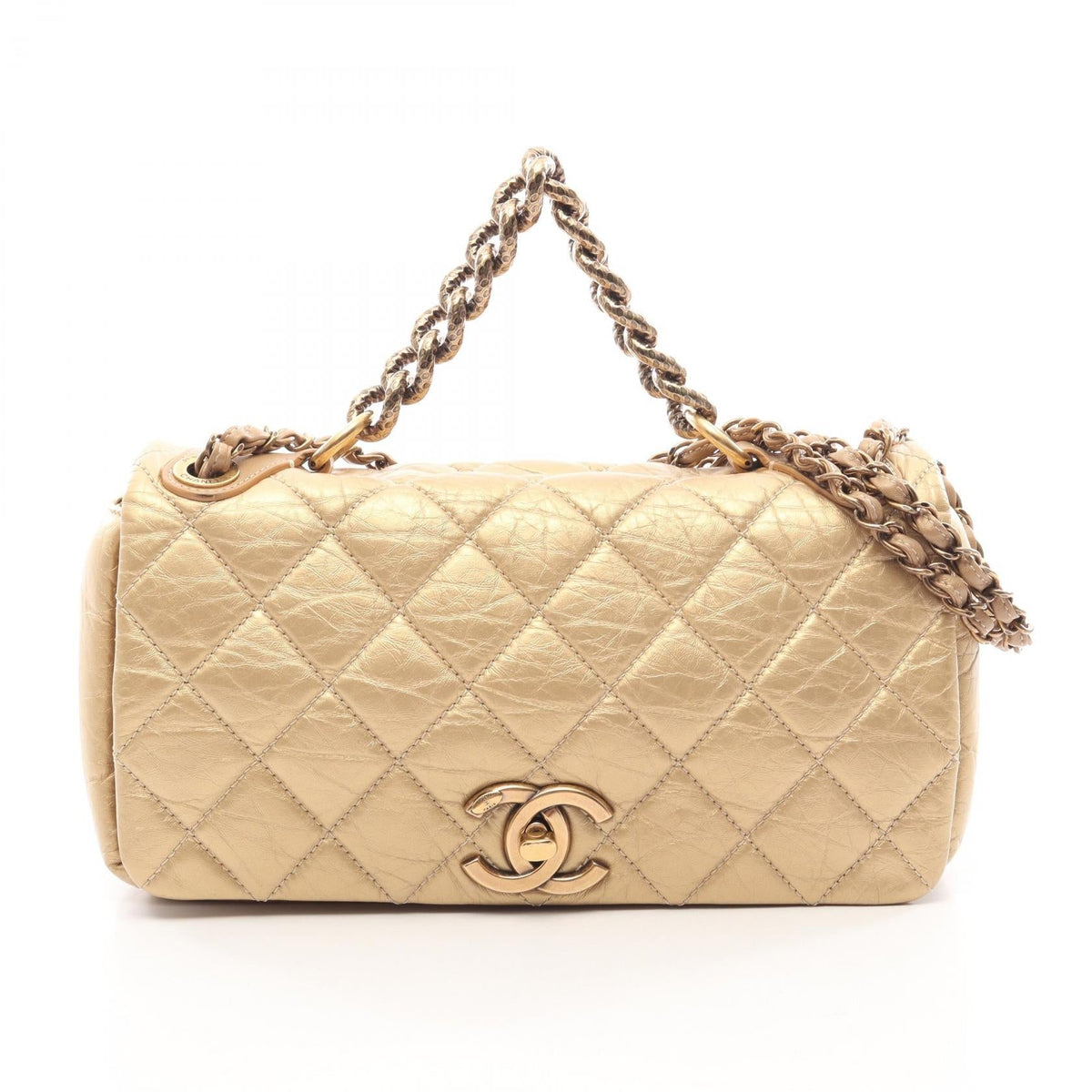 Preloved CHANEL Gold Matelasse 2WAY Antique Gold Hardware Lambskin (sheep leather) 2101220265274