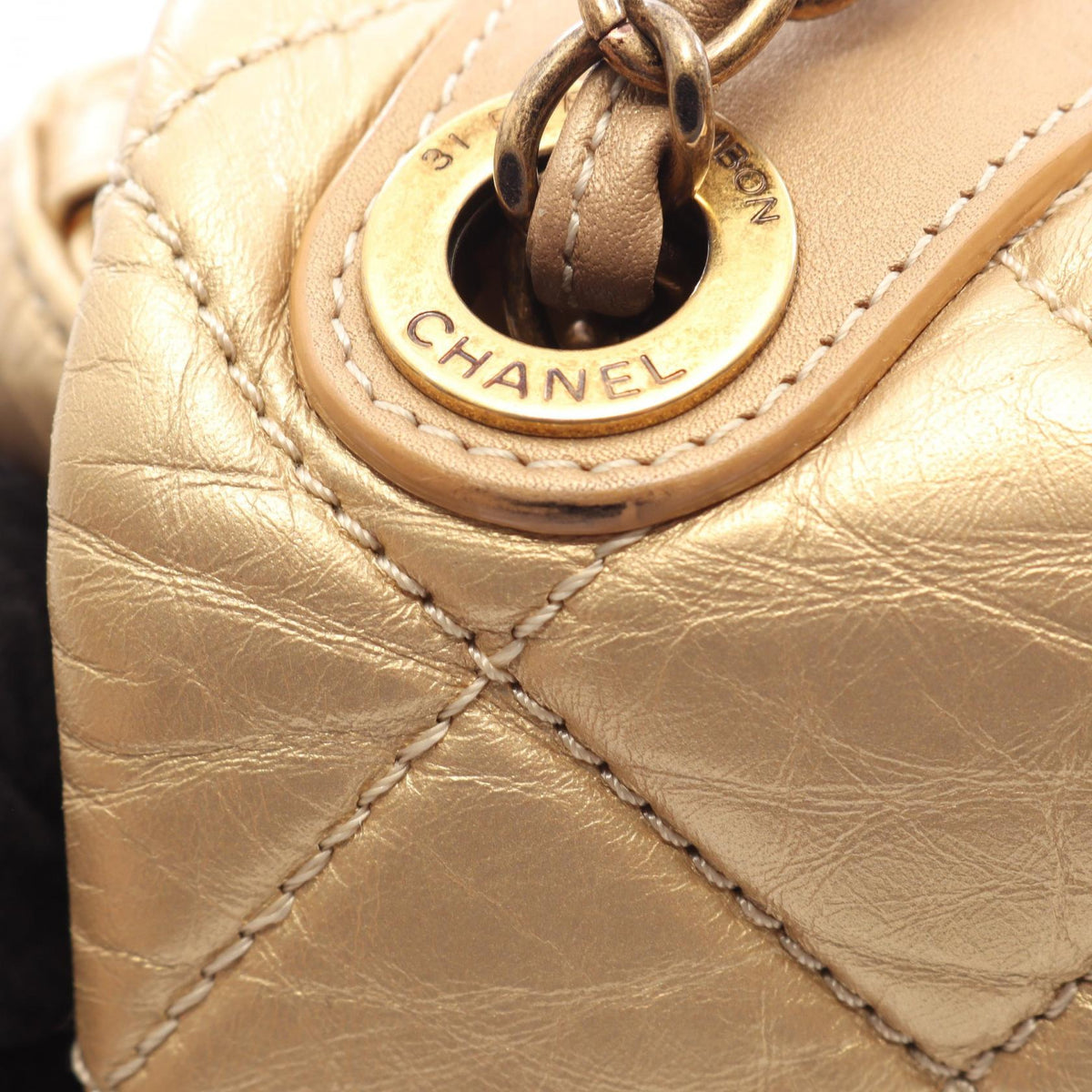 Preloved CHANEL Gold Matelasse 2WAY Antique Gold Hardware Lambskin (sheep leather) 2101220265274
