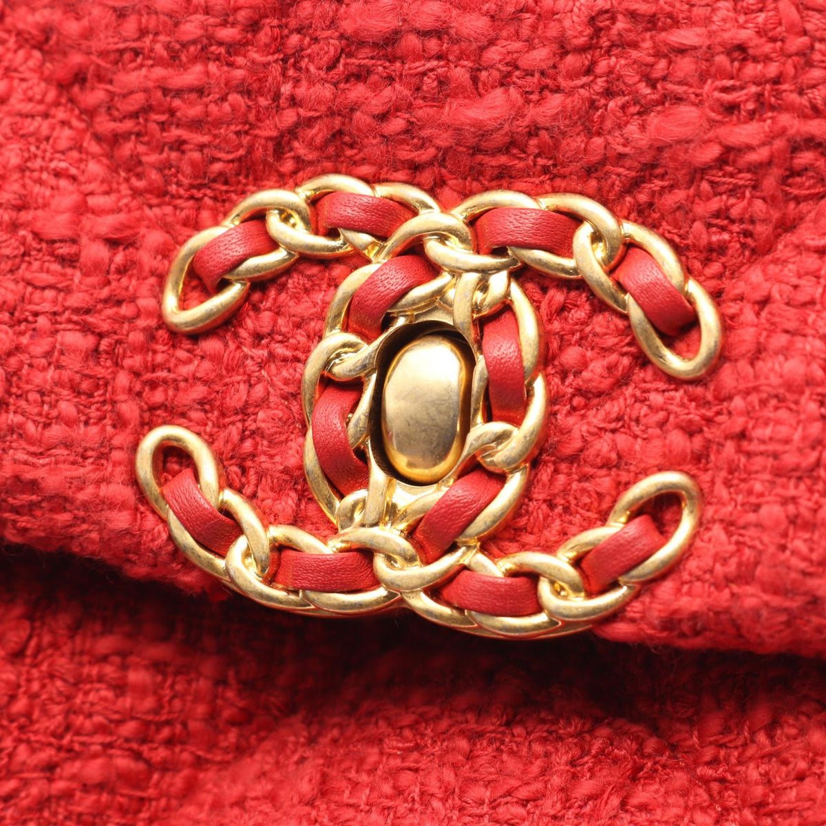 Preloved CHANEL Red 19 dix-neuf 19 Matelasse Combination Metal Fittings 2WAY Other×Fabric AS1160 2101220264116