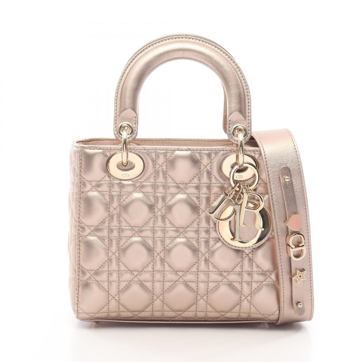 Preloved Christian Dior LADY DIOR MY ABCDIOR Lady Christian Dior Small Cannage 2WAY Handbag Gold leather 2101220206659