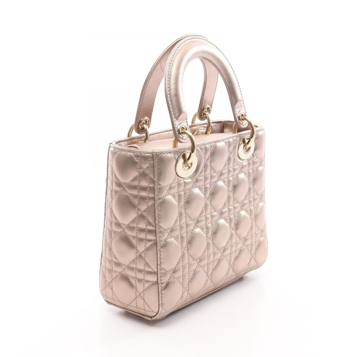 Preloved Christian Dior LADY DIOR MY ABCDIOR Lady Christian Dior Small Cannage 2WAY Handbag Gold leather 2101220206659