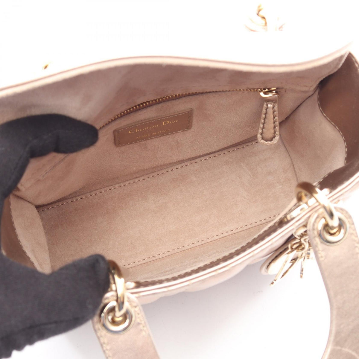 Preloved Christian Dior LADY DIOR MY ABCDIOR Lady Christian Dior Small Cannage 2WAY Handbag Gold leather 2101220206659