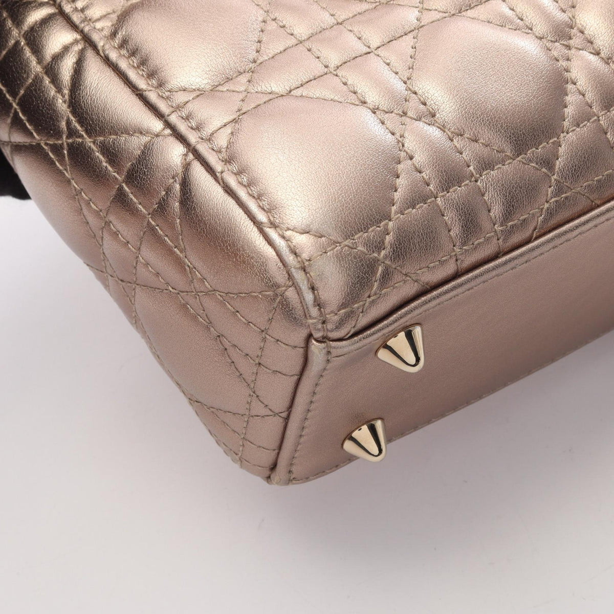 Preloved Christian Dior LADY DIOR MY ABCDIOR Lady Christian Dior Small Cannage 2WAY Handbag Gold leather 2101220206659