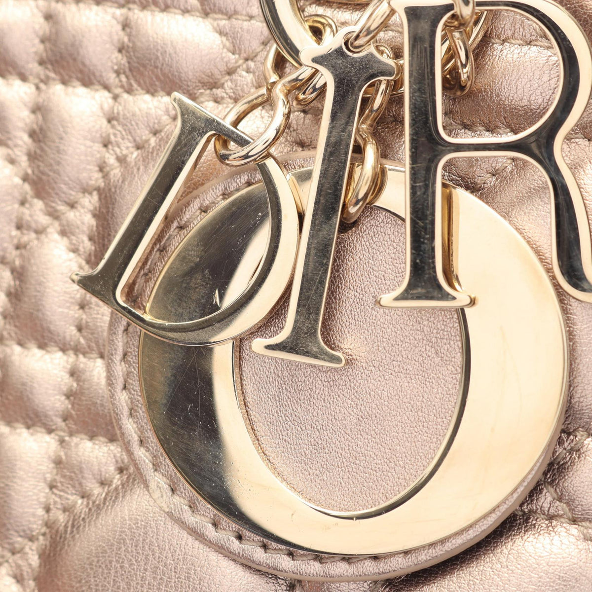Preloved Christian Dior LADY DIOR MY ABCDIOR Lady Christian Dior Small Cannage 2WAY Handbag Gold leather 2101220206659