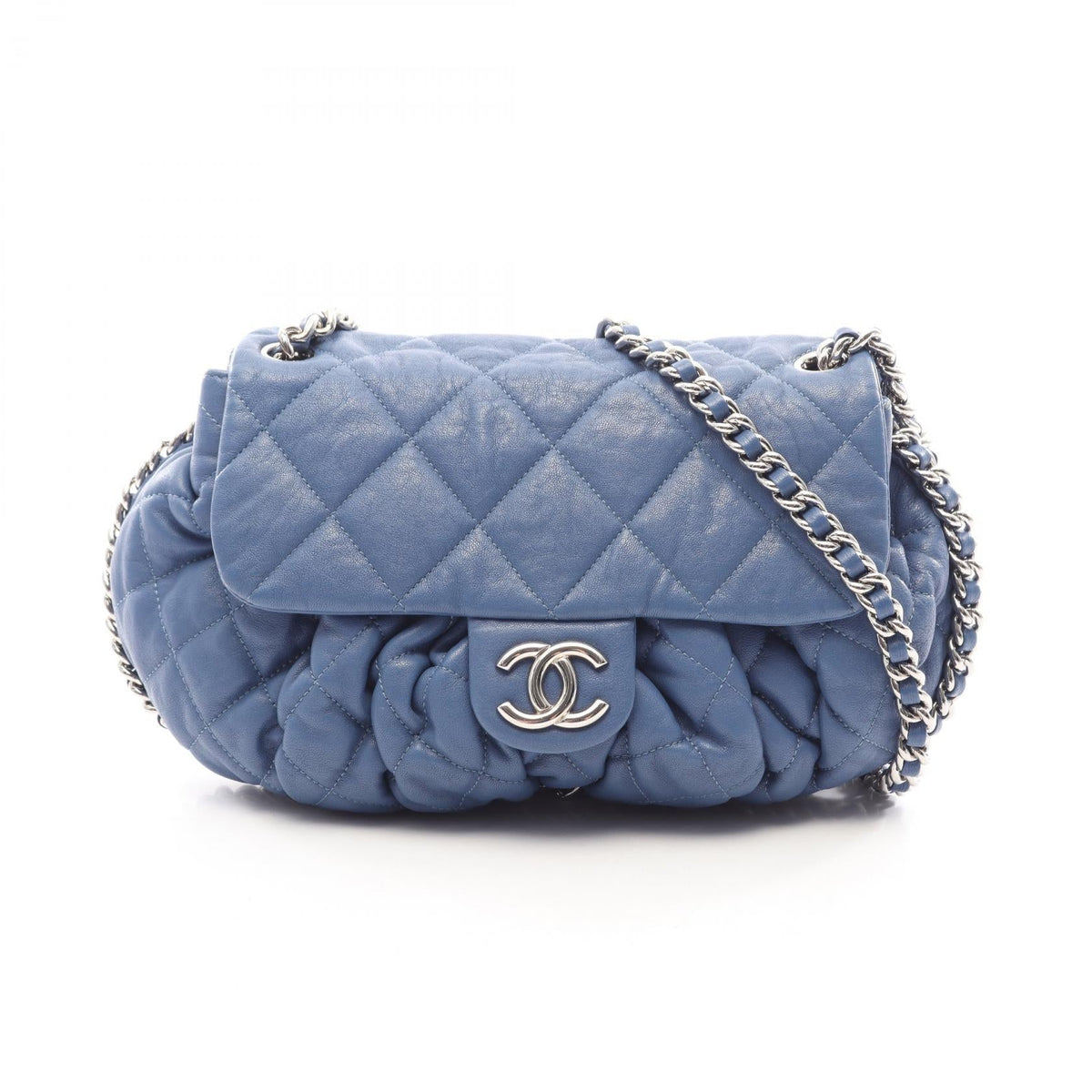 Preloved CHANEL Blue Luxury Line Matelasse Chain Around leather A49889 2101220205232