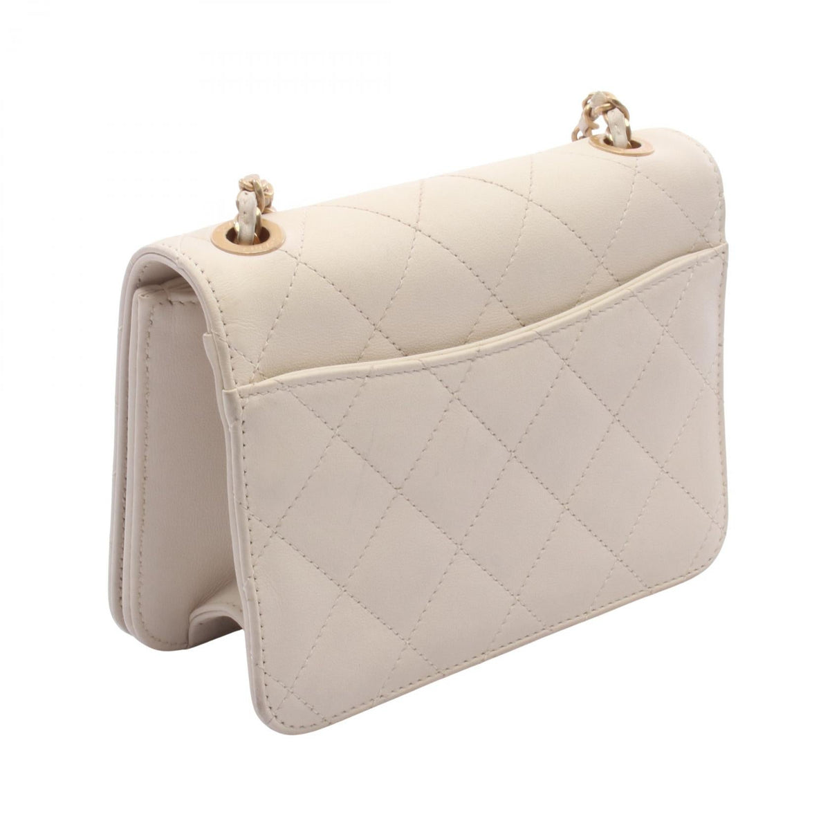 Preloved CHANEL White Gripoir Matelasse Full Flap leather 2101220204983